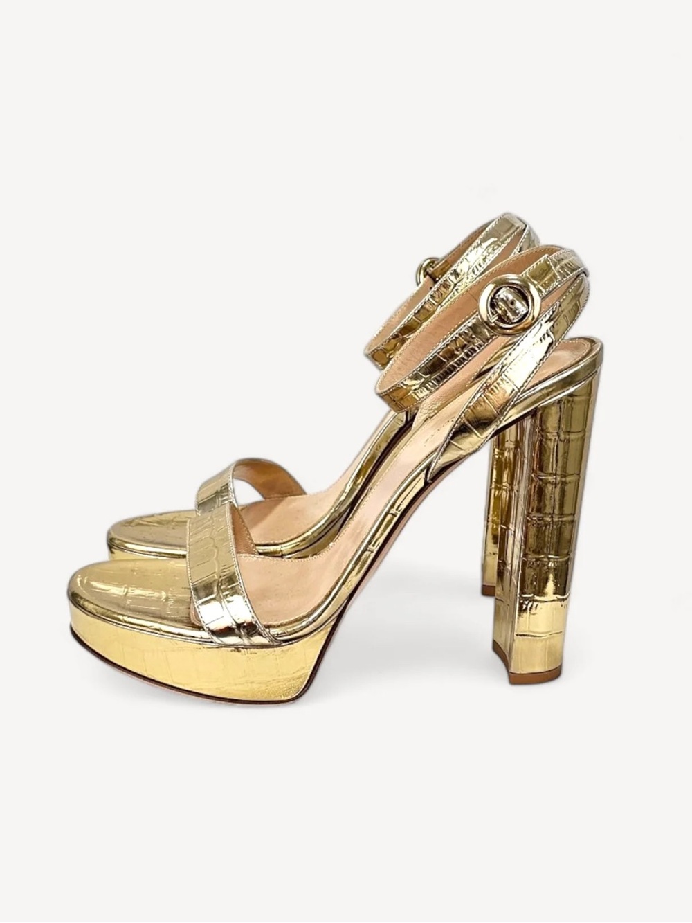 Gianvito Rossi metallic gold leather platform sandals